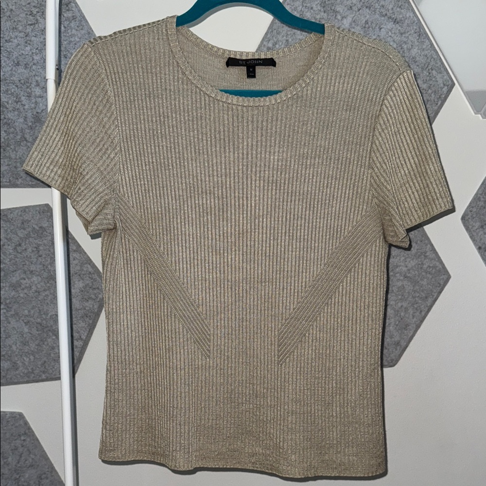 St. JOHN Ribbed WOOL Short Sleeve Top - Picture 4 of 9